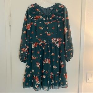 Madewell Floral Mini Dress in Green and Red